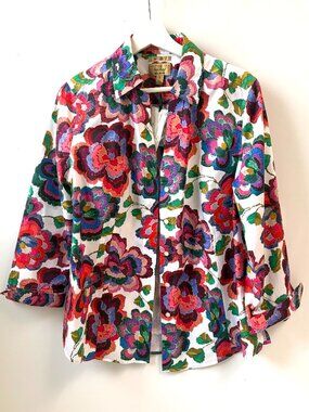 Investments Gold Label Floral Button Down Shirt, Size 12, NWT